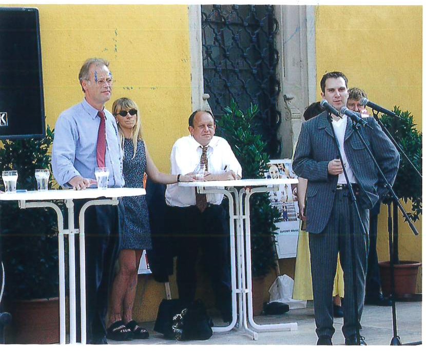Peter Kreutz und Rudolf Scharping bei einer Veranstaltung in Dinkelsbühl